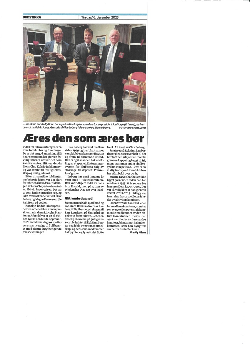 Melvin Jones utdeling